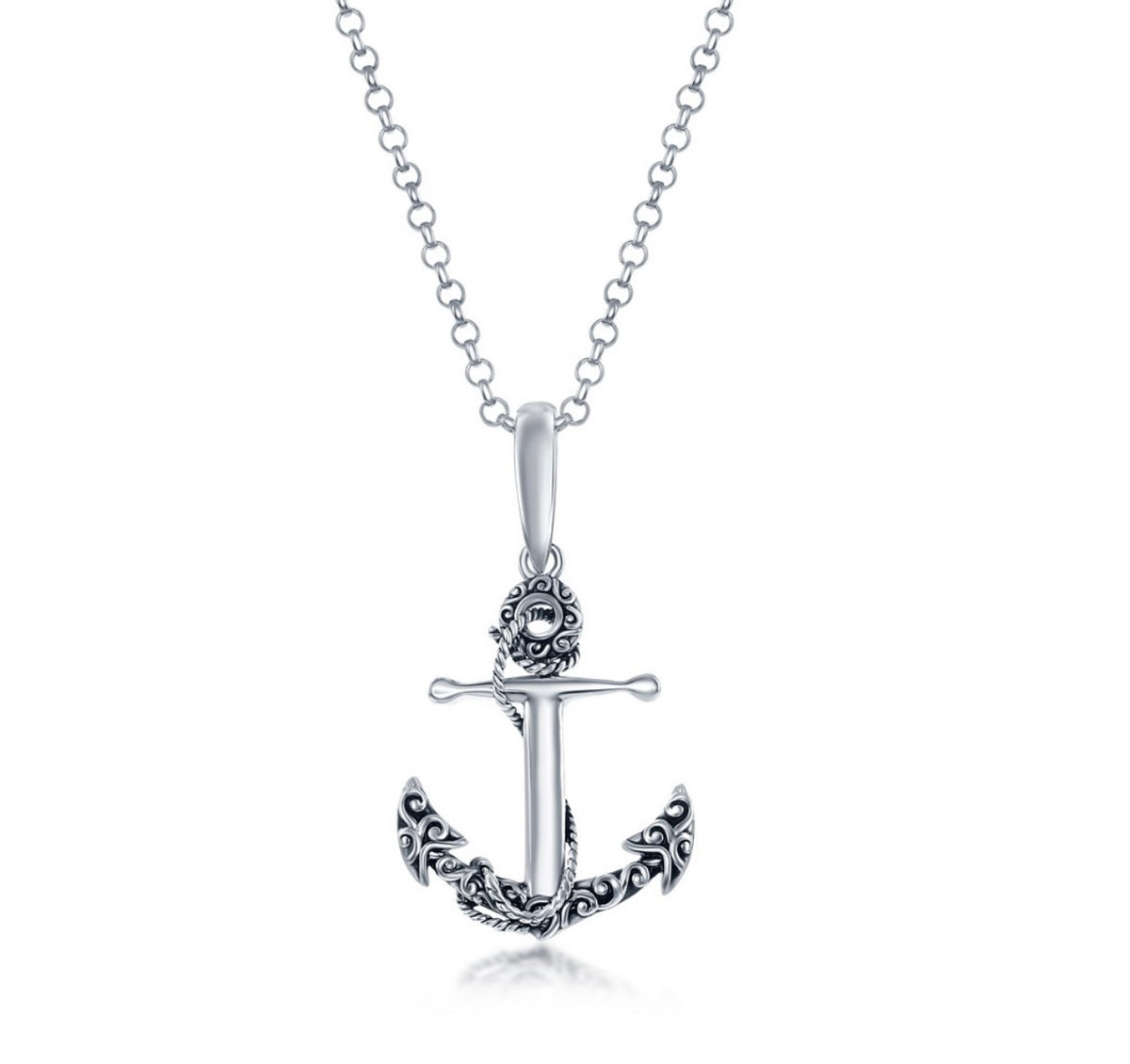 Sterling Silver, Detailed Oxidized Anchor Pendant
NAUTICAL STYLES