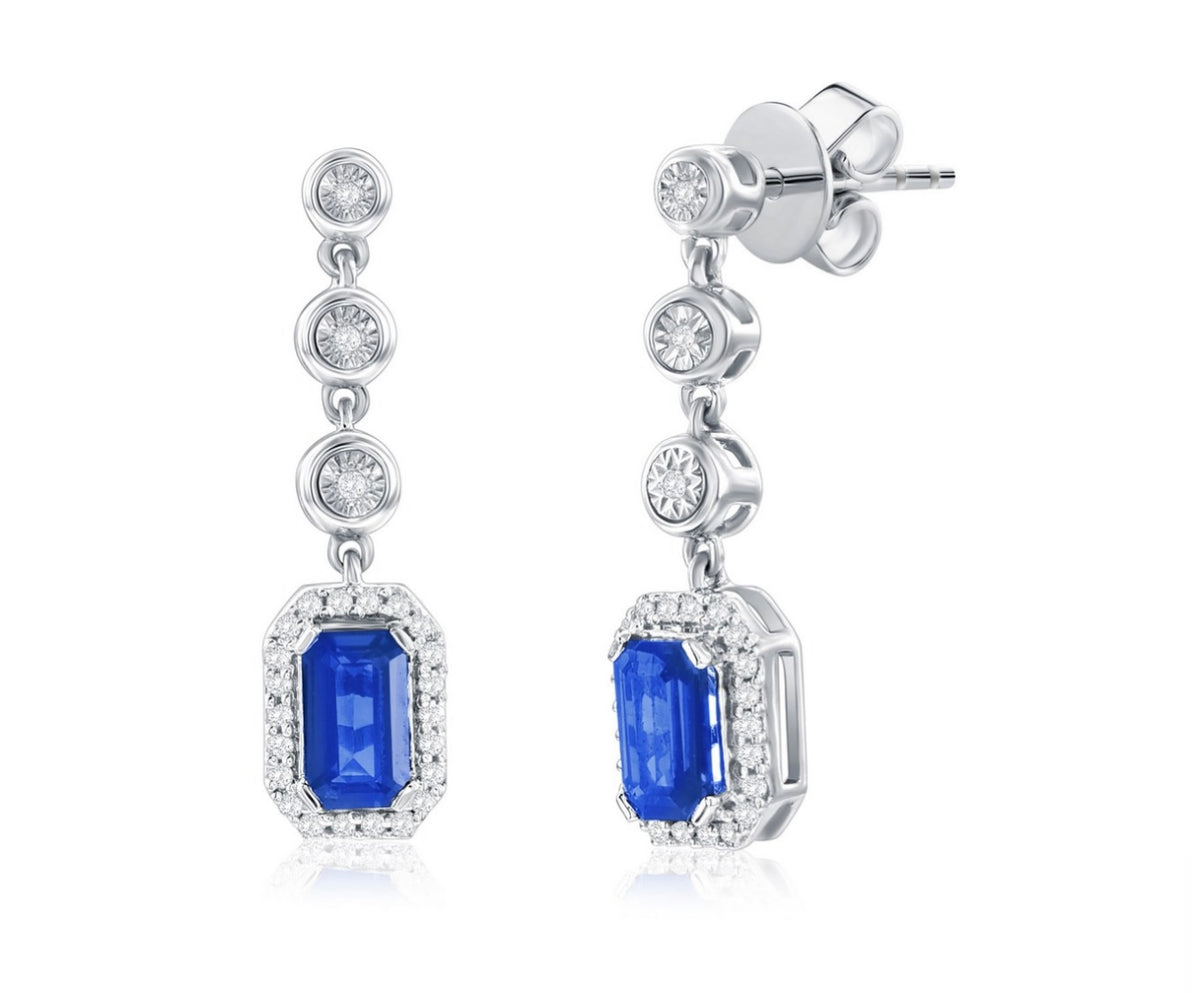 Sterling Silver gem stone earrings in natural diamonds
