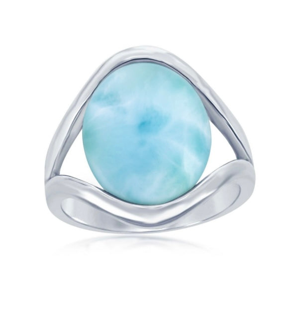 925 Sterling Silver Larimar Ring