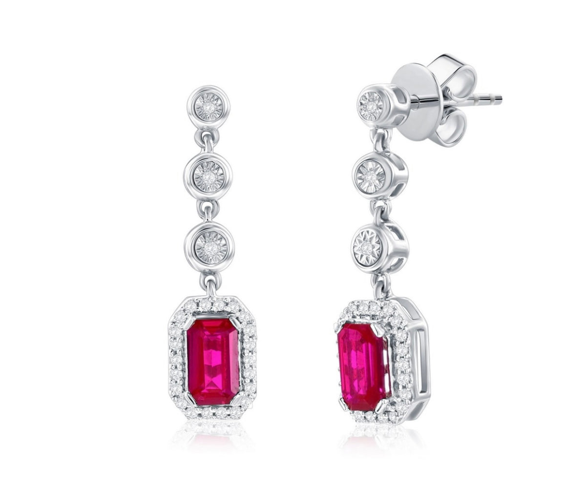 Sterling Silver gem stone earrings in natural diamonds