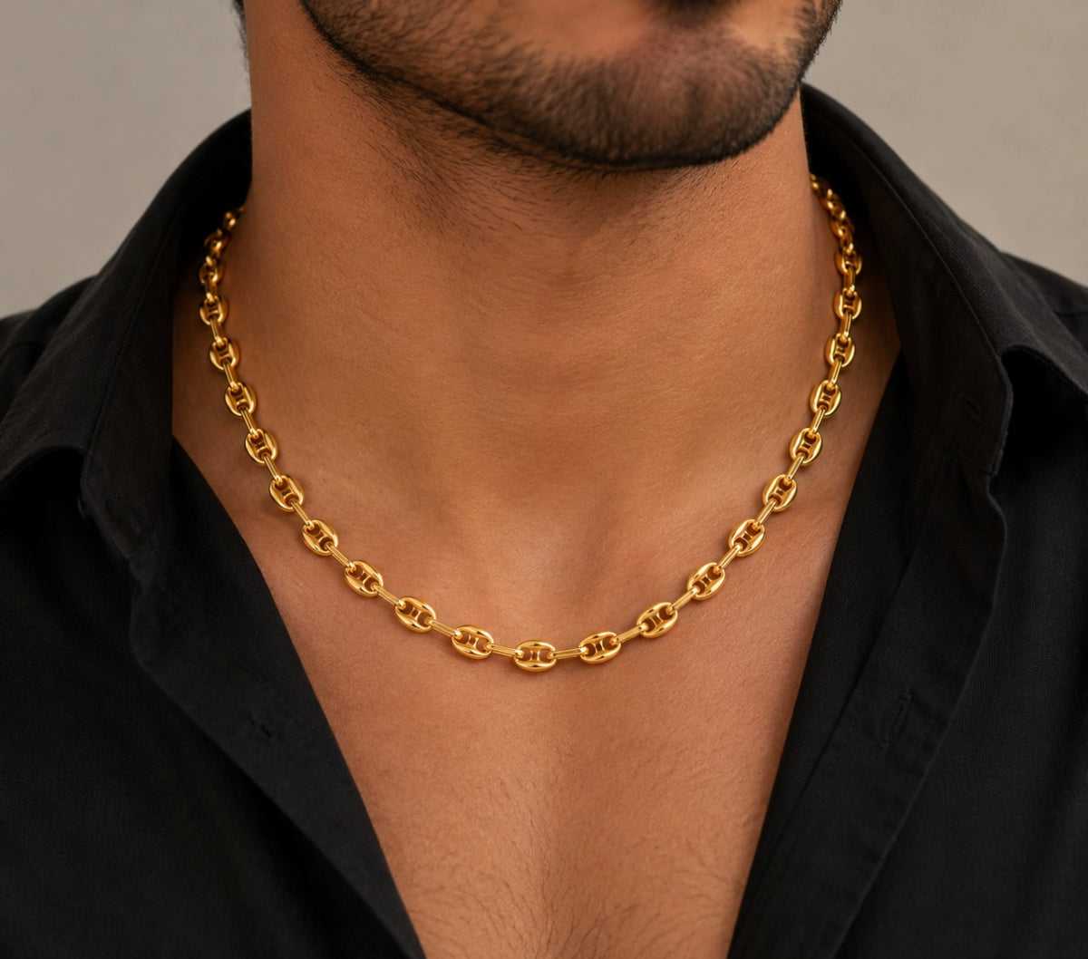 Sterling Silver, 6mm Puffed Marina Chain - Gold Plated