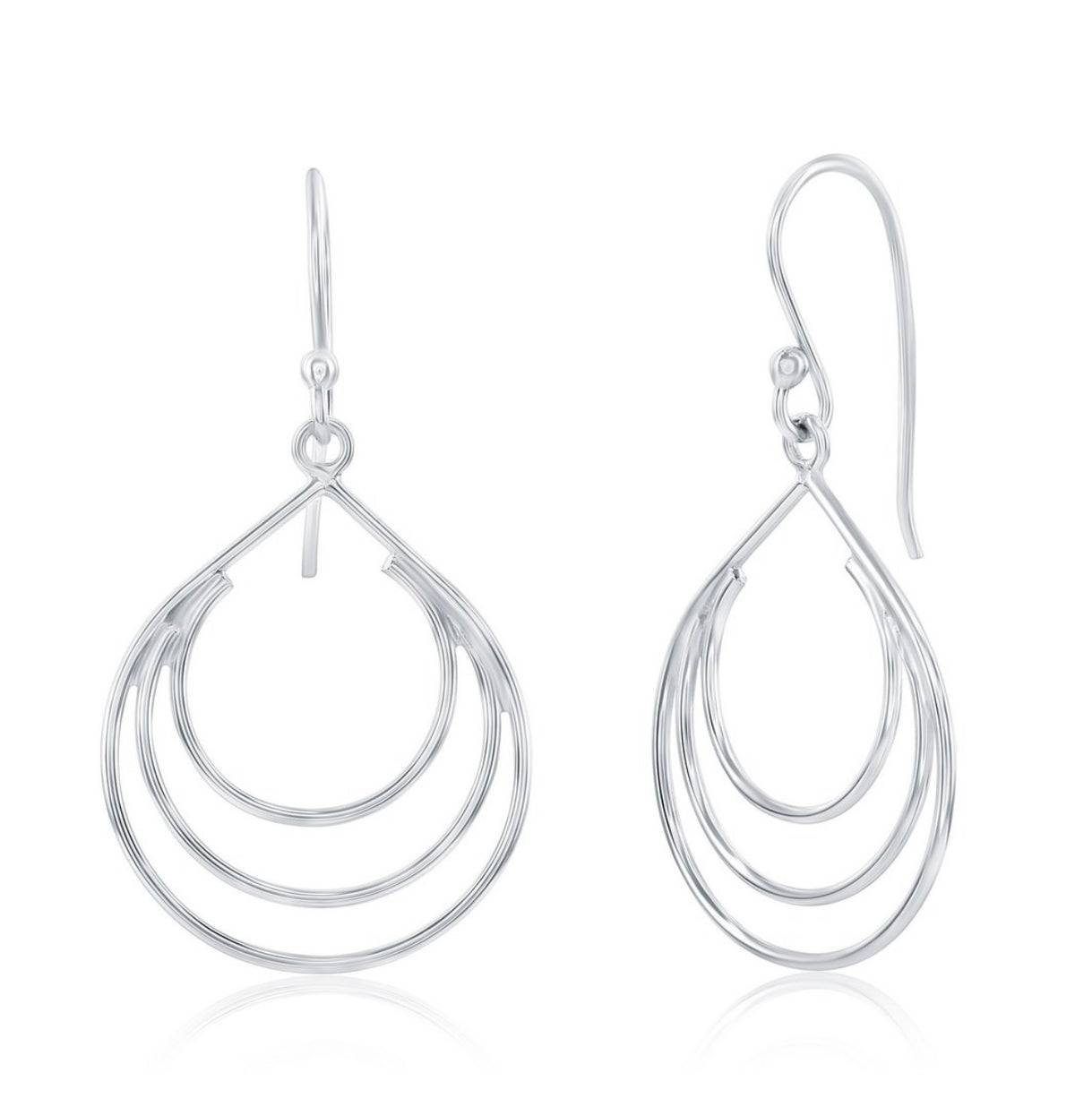 Sterling Silver, Triple Pearshaped Dangle Earrings