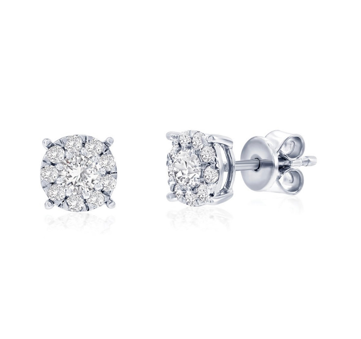 Sterling Silver, 0.51cttw Lab-Grown Diamond, 6mm Studs - (20 Stones)