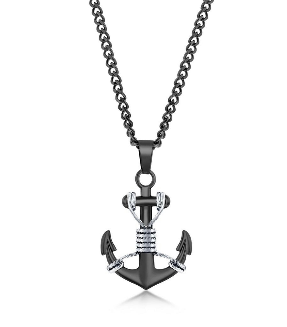 Stainless Steel Oxidized Anchor Necklace NAUTICAL STYLES, MEN'S COLLECTION