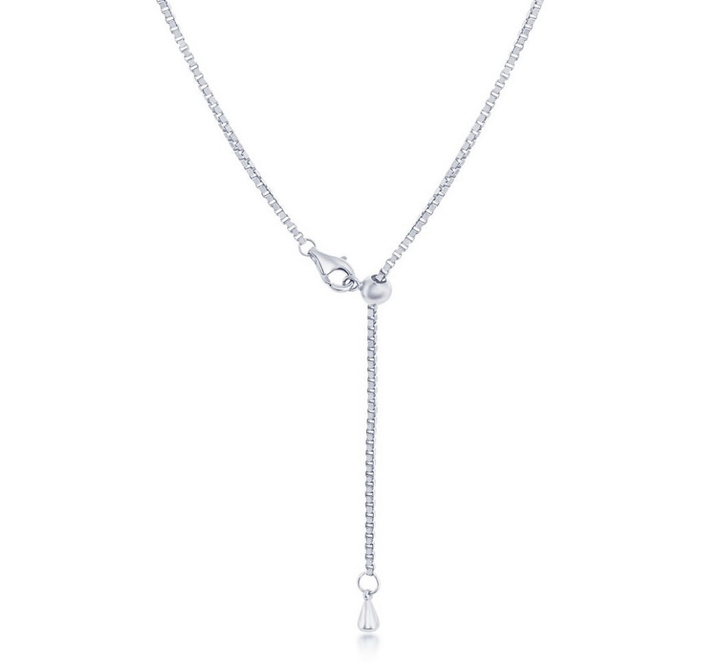 Sterling Silver 3mm Crystalline Tennis Adjustable Necklace