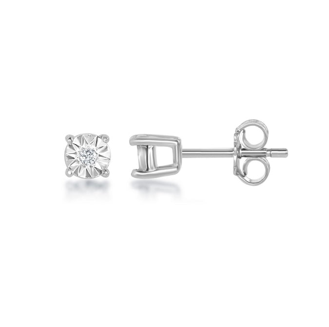 Sterling Silver, 3MM Diamond Studs (0.02ctw) - Gold Plated/Silver