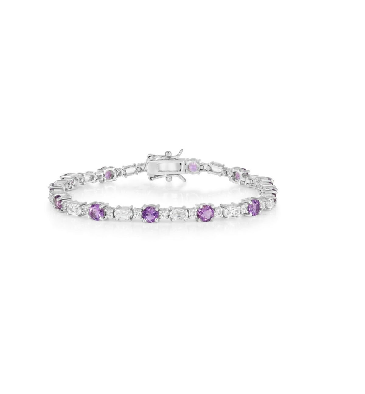 Sterling Silver Round and Oval Gem Bracelet