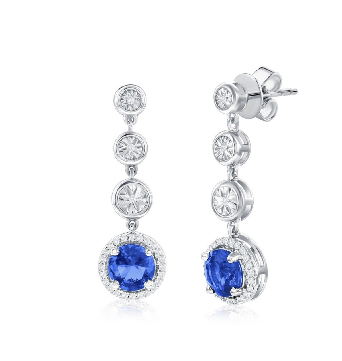 Sterling Silver, Lab-Grown gem and Natural Diamond Earrings