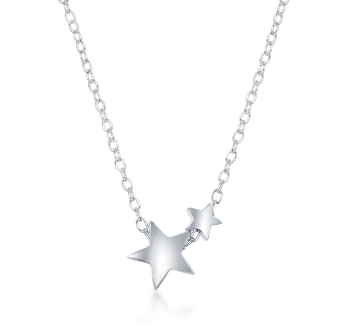 Sterling Silver Star with Smaller Star Dainty Necklace