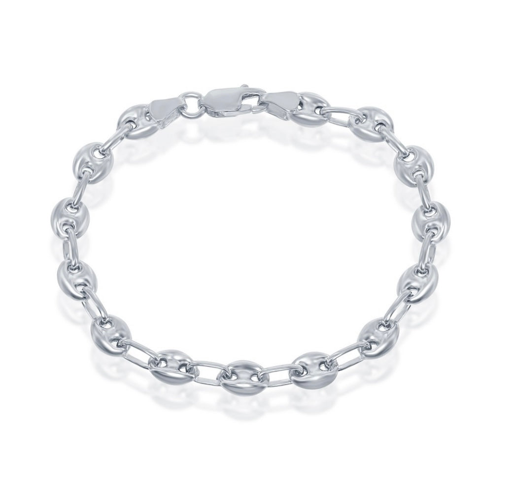 Sterling Silver, 6mm Puffed Marina Chain