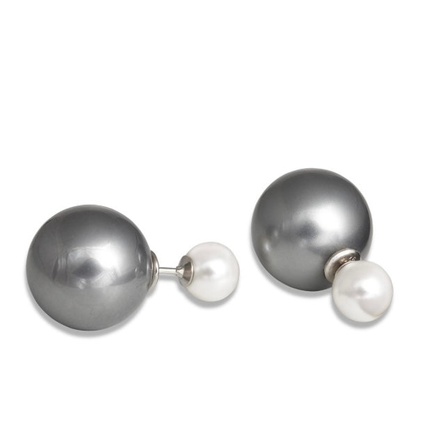 Sterling Silver 8mm & 16mm Simulated Pearl Earrings