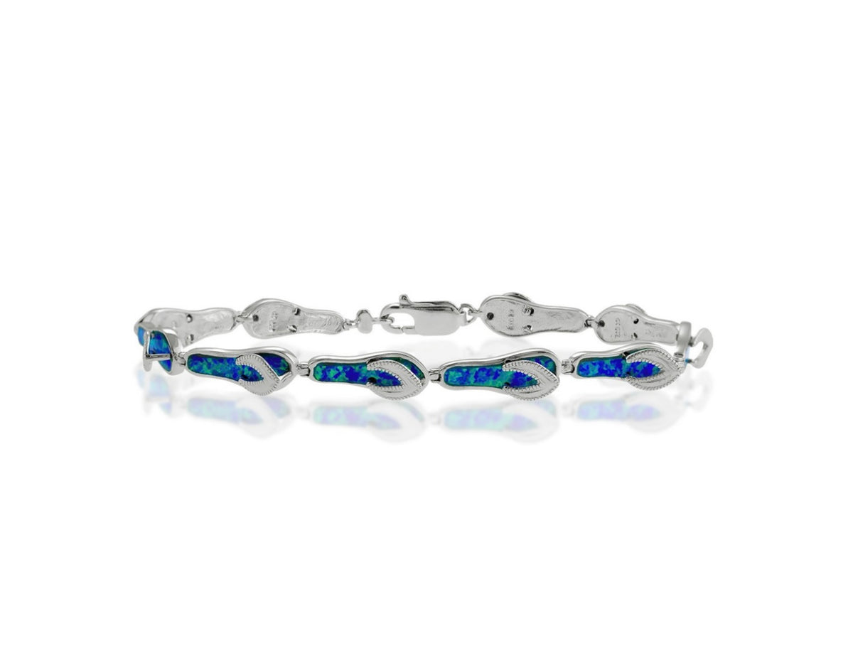 Sterling Silver Opal Flip Flop Bracelet