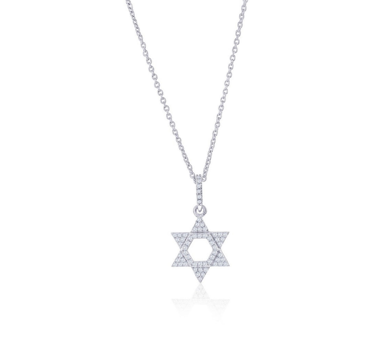 Sterling Silver, Star of David Diamond Necklace