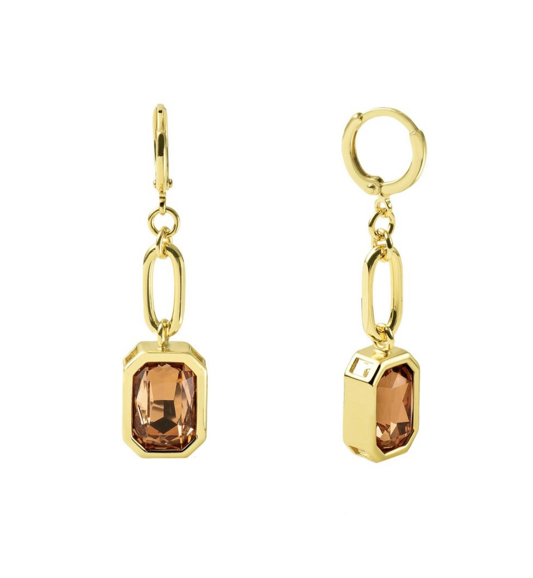 Designer Dangle Earring in Brown Crystal - Made in Italy