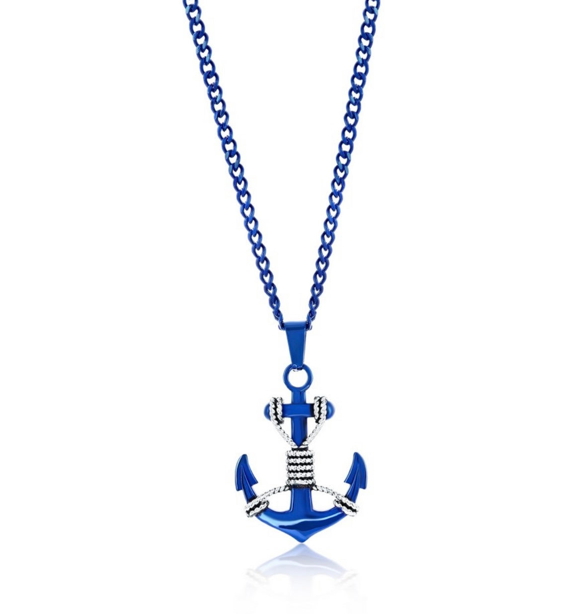 Stainless Steel Oxidized Anchor Necklace NAUTICAL STYLES, MEN'S COLLECTION