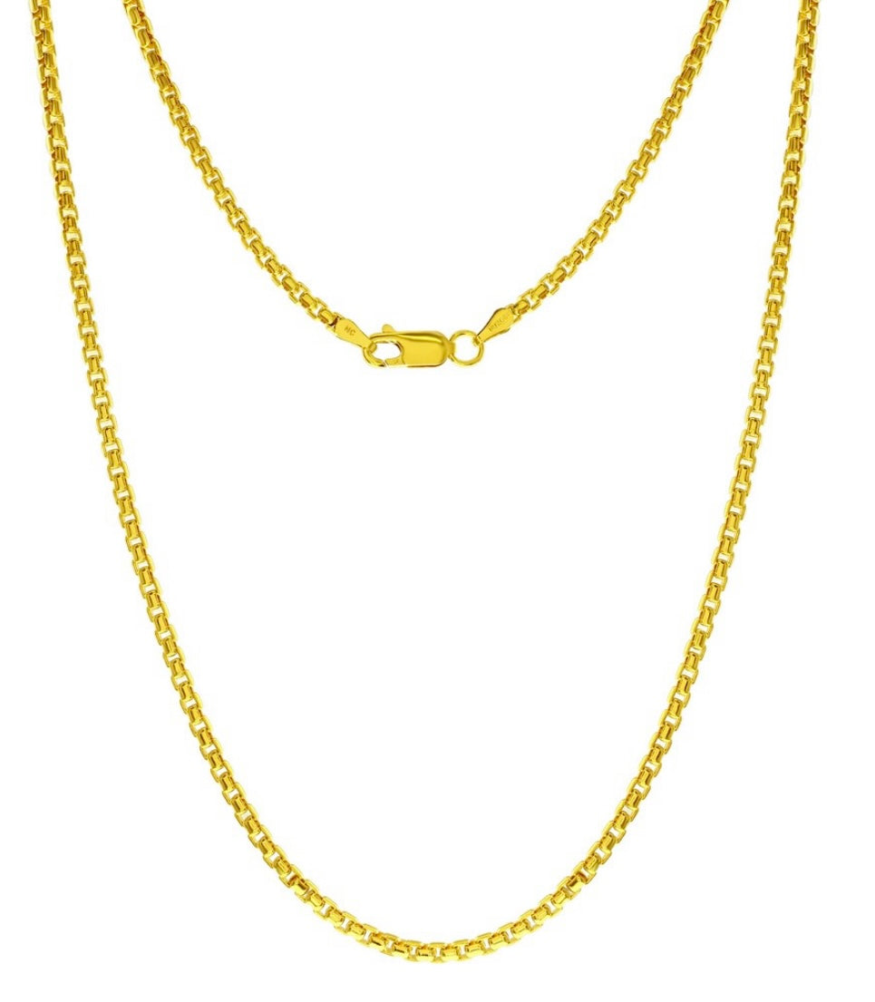 14K Yellow, Gold Filled (14/20 GF) 2.5mm Round Box Chain