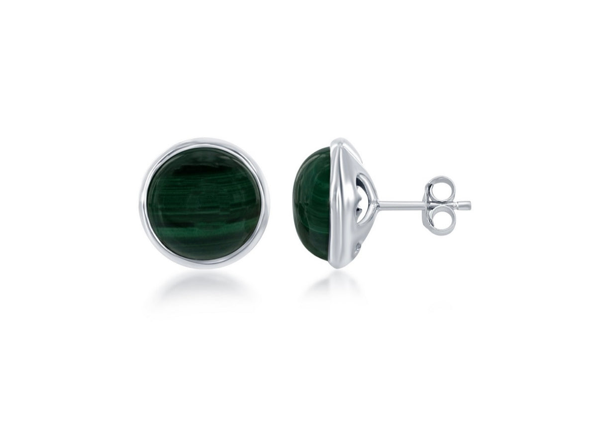 Sterling Silver, Natural Stone Necklace - Malachite