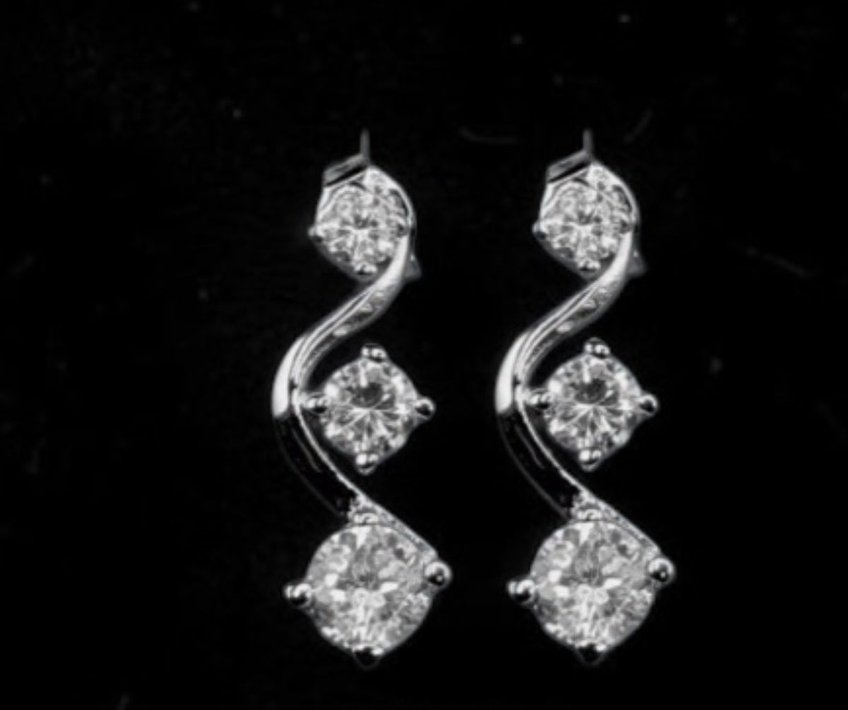simulant diamond 925 Sterling silver fancy earrings
