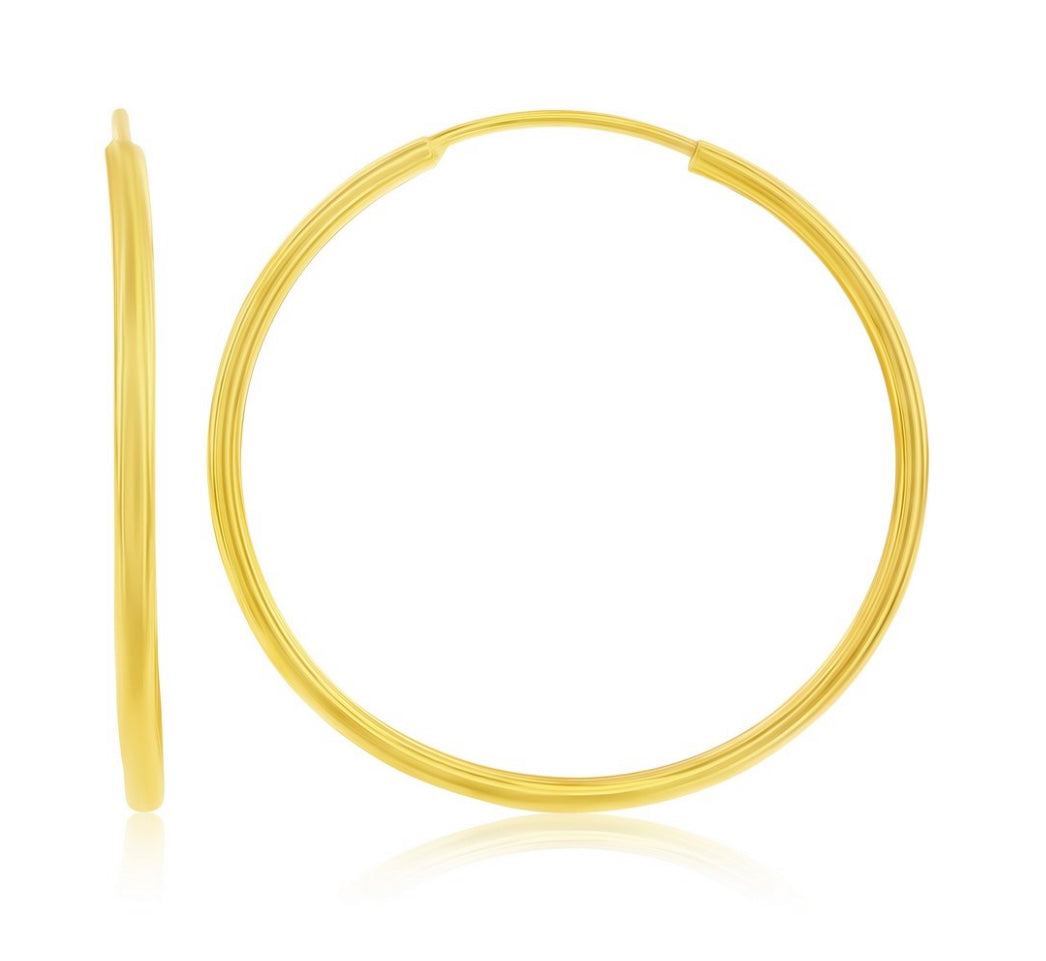 14K Real Yellow Gold, 28mm Hoop Earrings