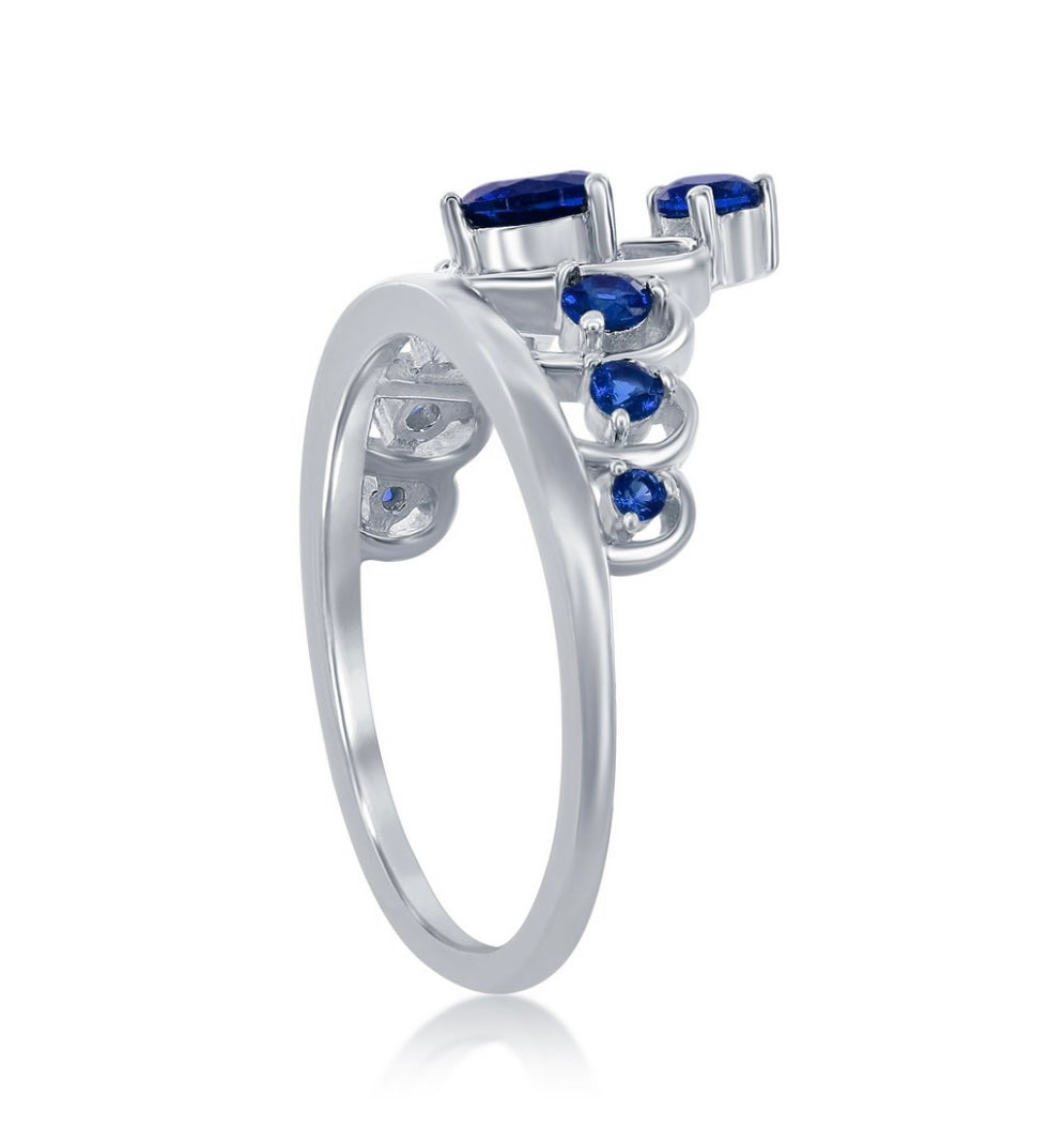 Sterling Silver Crown Ring - Blue Spinel