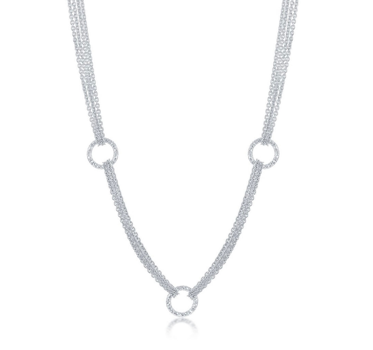 Sterling Silver Mulri-Chain Circle Necklace