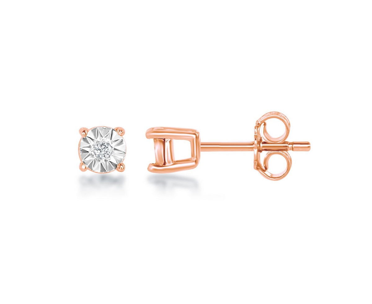 Sterling Silver, 3MM Diamond Studs (0.02ctw) - Gold Plated/Silver