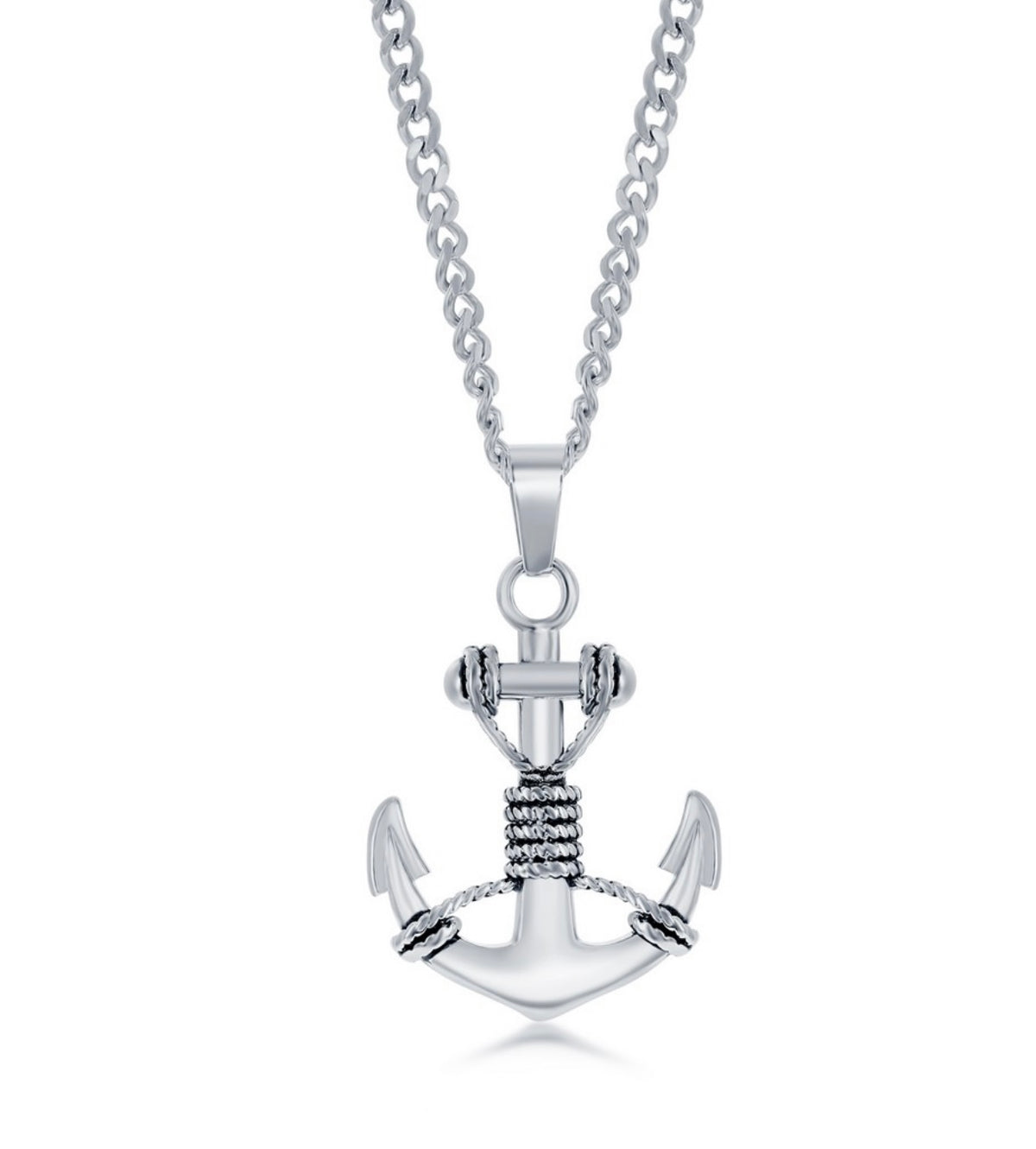 Stainless Steel Oxidized Anchor Necklace NAUTICAL STYLES, MEN'S COLLECTION