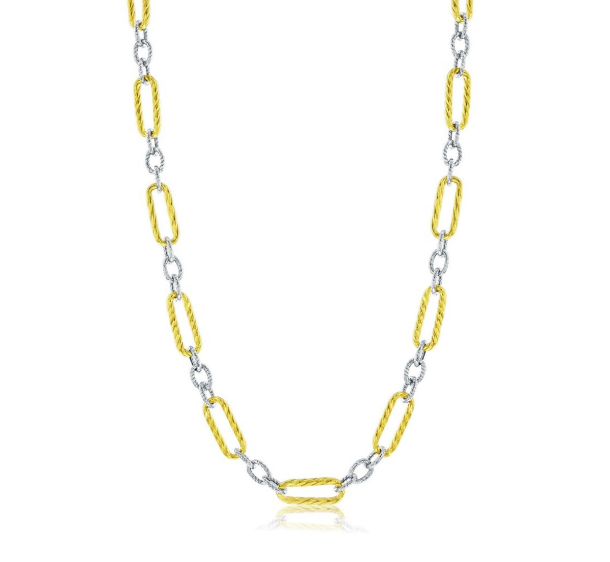 Sterling Silver, Alternating Paperclip & Oval Necklace - Two-Tone
PAPERCLIP JEWELRY