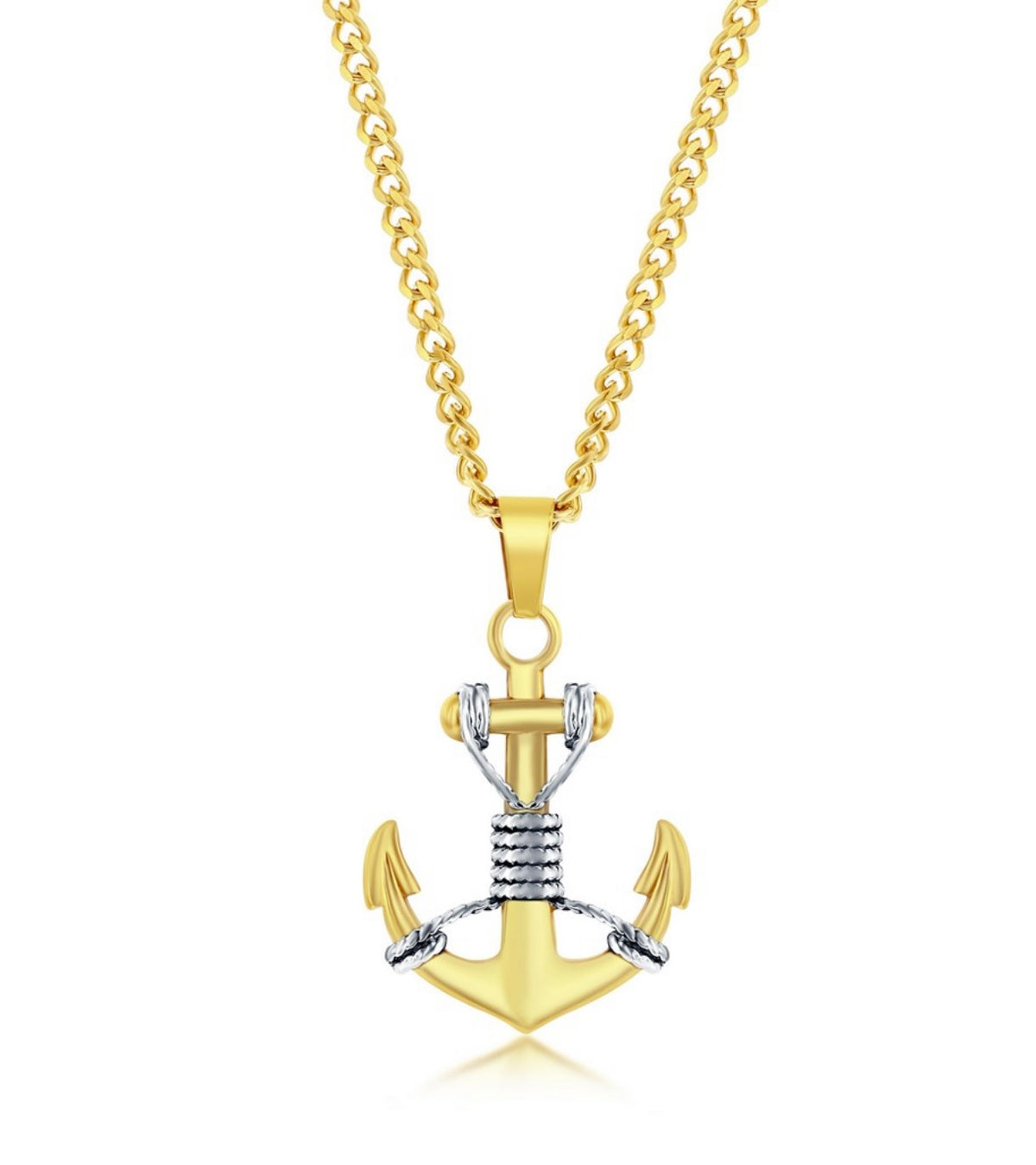 Stainless Steel Oxidized Anchor Necklace NAUTICAL STYLES, MEN'S COLLECTION