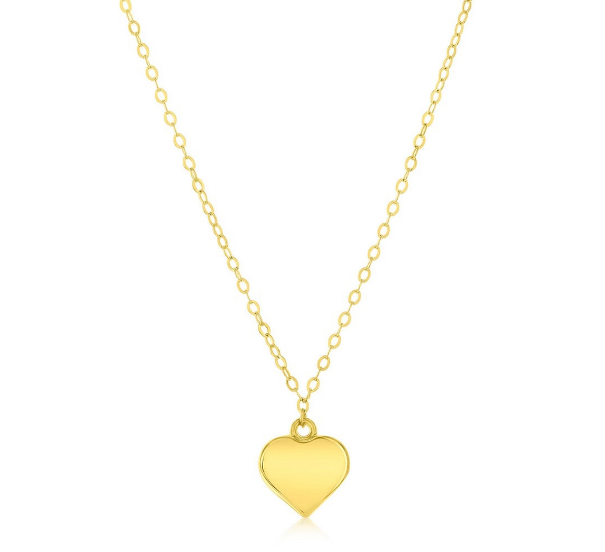 14K Real Gold Polished Heart Necklace
