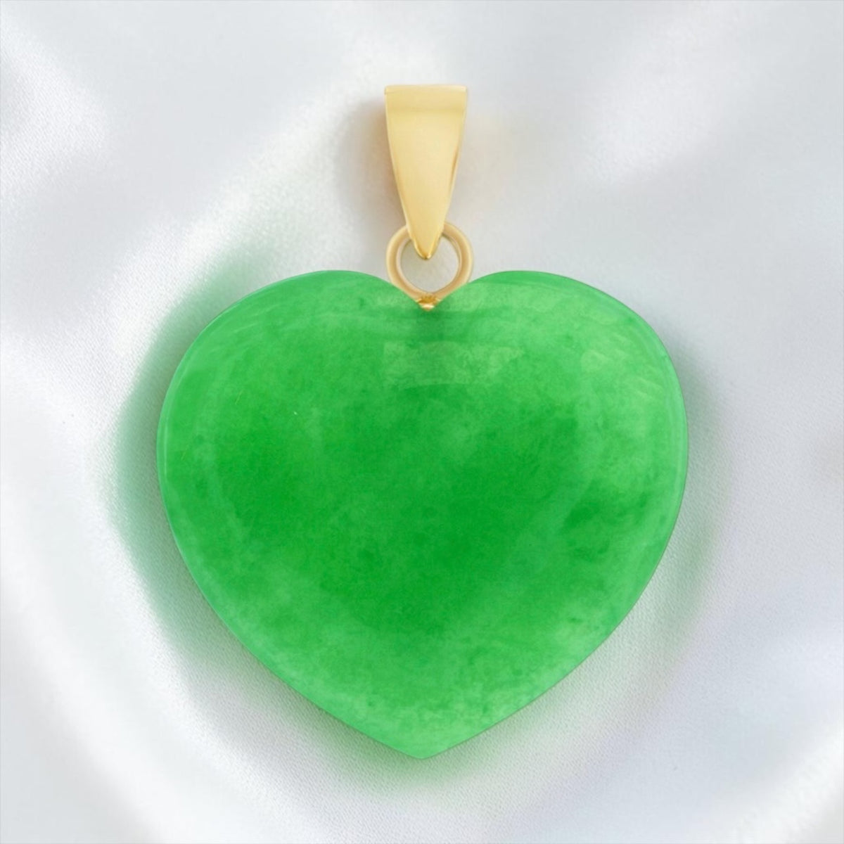 14K  Real Gold Jade Heart Pendant