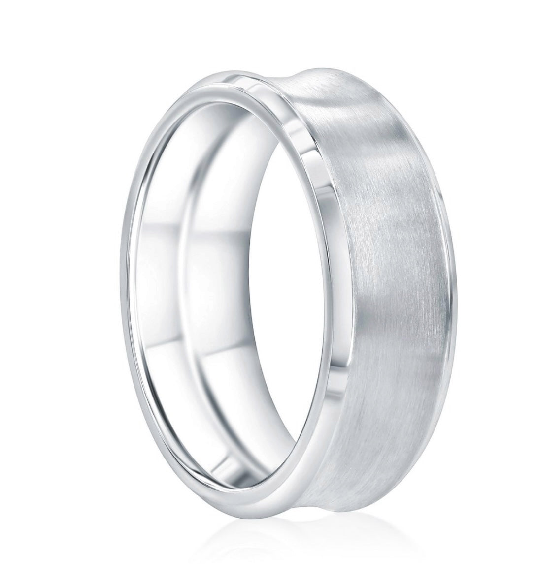 Stainless Steel Brushed and Polished Men’s Curved Ring