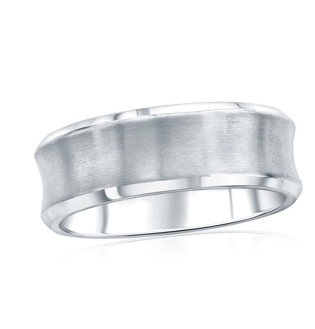 Stainless Steel Brushed and Polished Men’s Curved Ring