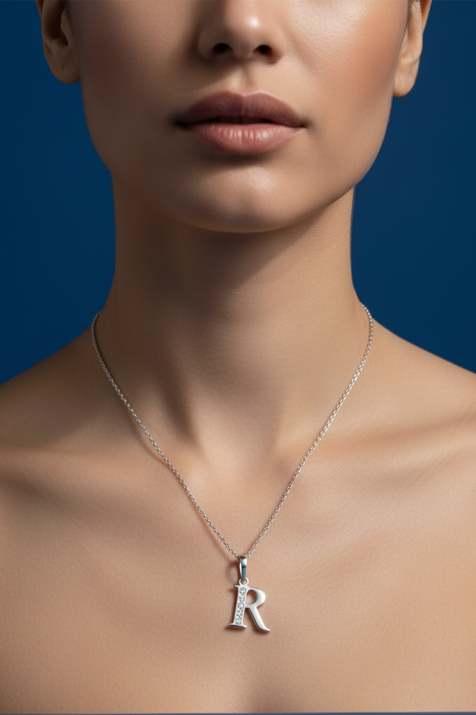 Sterling Silver 0.03cttw Diamond Accent Initial Pendant with Chain