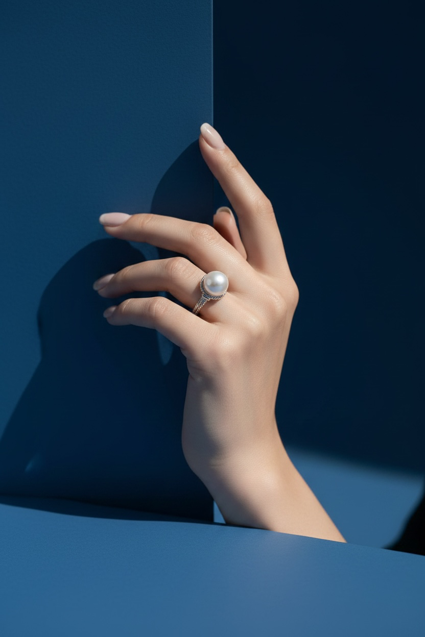 Sterling Silver Double Twisted Band Freshwater Pearl Ring