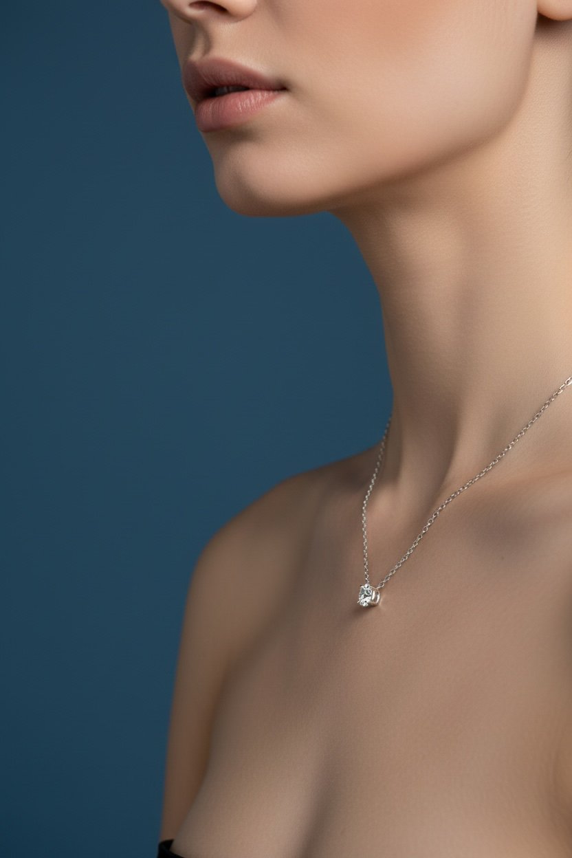 Sterling Silver 4mm Solitaire Lab Grown Diamond Necklace