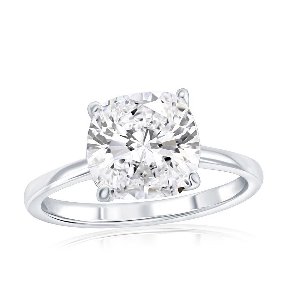 Sterling Silver, 9mm Square Solitaire Ring