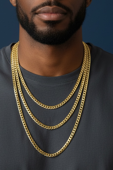 Sterling Silver 4mm Solid Miami Cuban Men’s Chain - Gold Plated