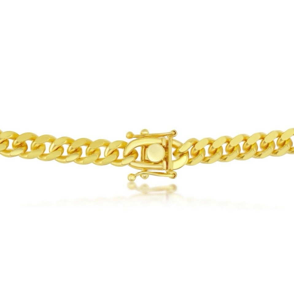 Sterling Silver 6mm Solid Miami Cuban Chain - Gold Plated