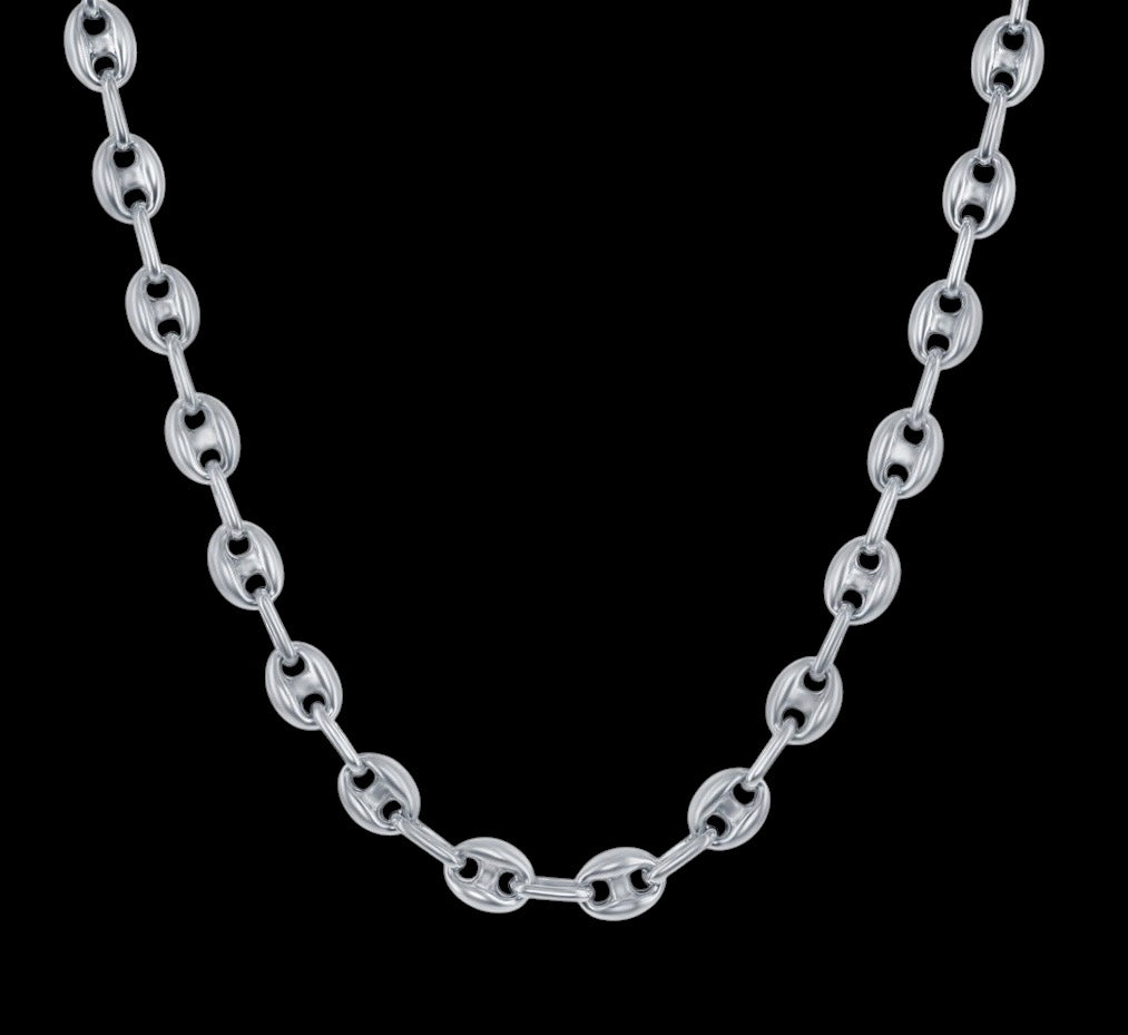 Sterling Silver, 6mm Puffed Marina Chain