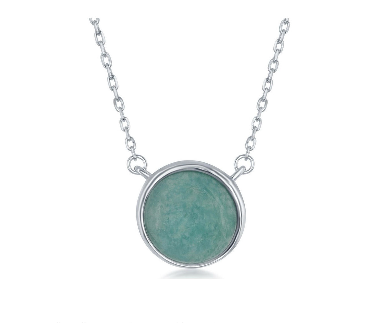 Sterling Silver Natural Stone Necklace African Amazonite 17.5 inches chain