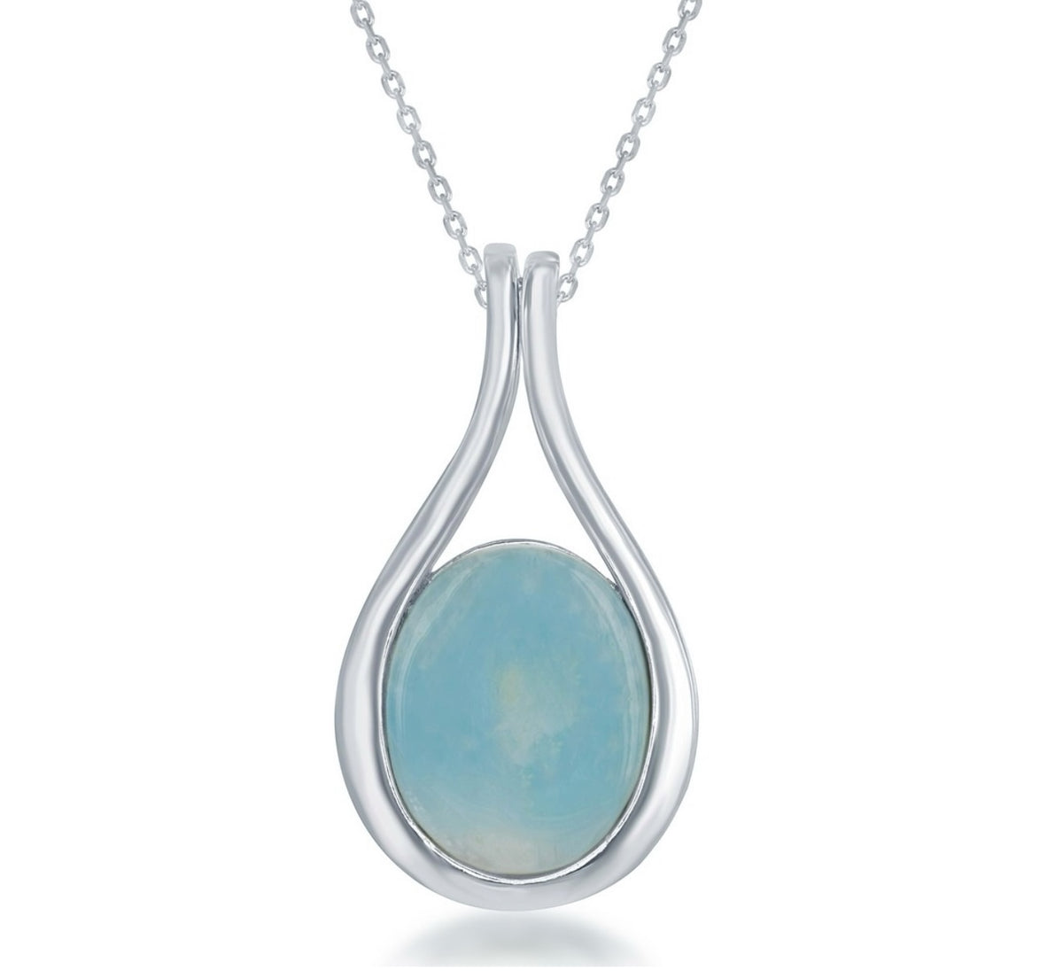 Sterling Silver, Teardrop Larimar Pendant