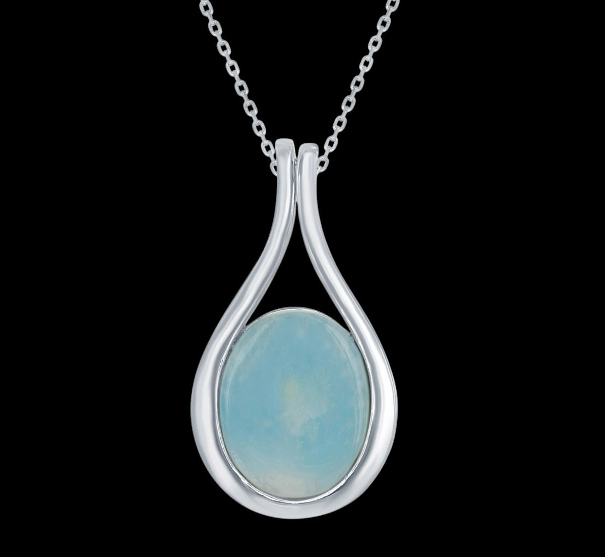 Sterling Silver, Teardrop Larimar Pendant