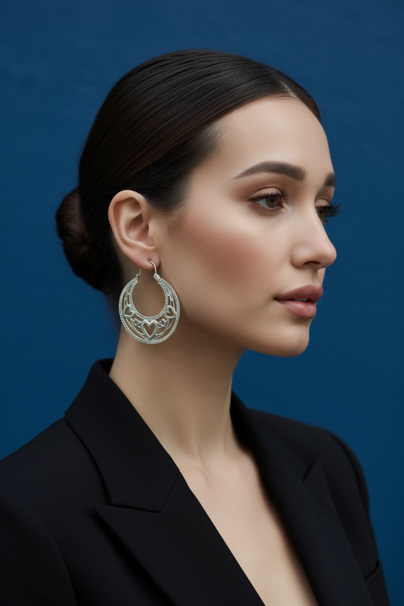 925 solid sterling silver Cuban hoops