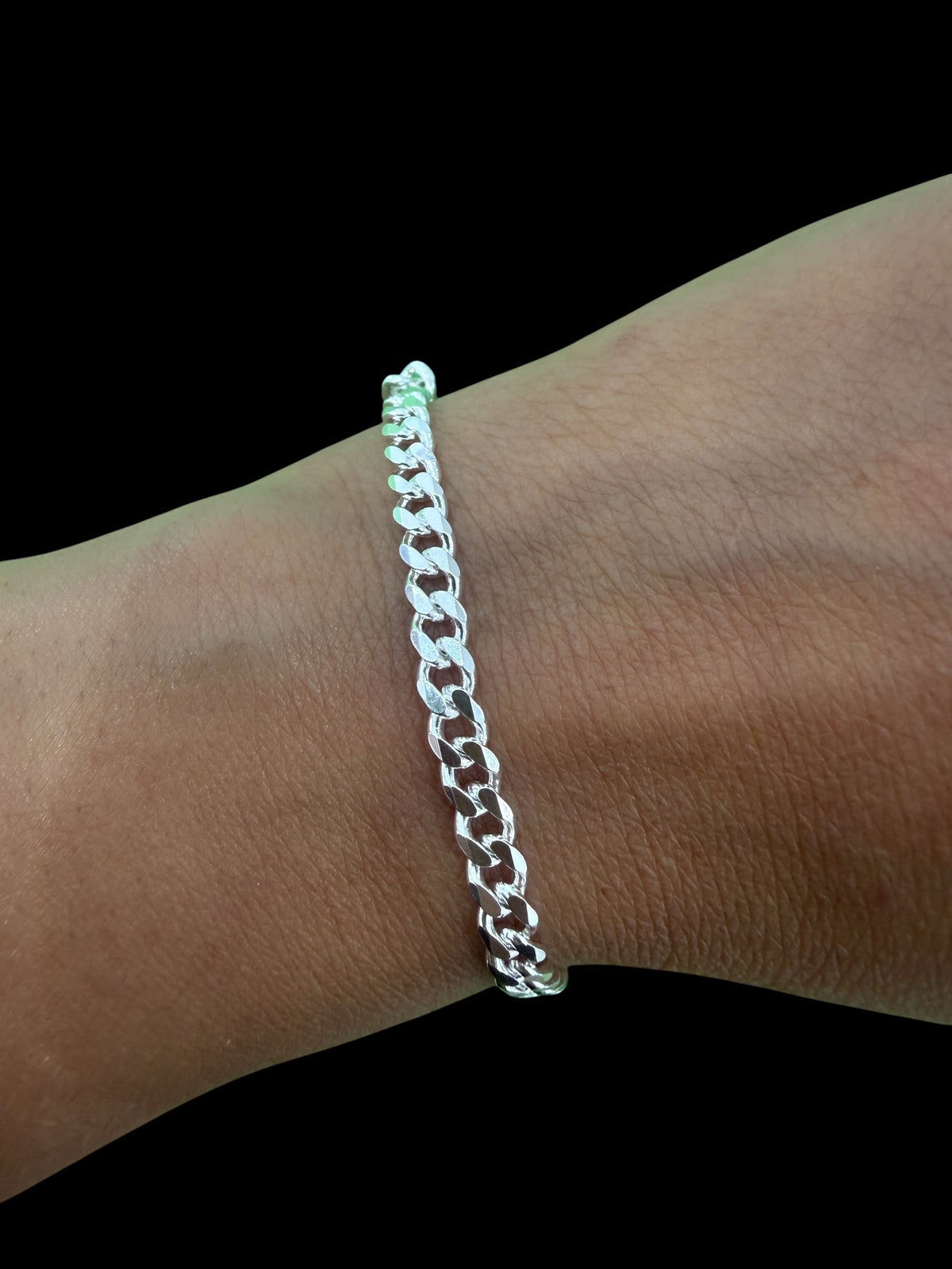 925 solid sterling silver bracelet 4mm unisex