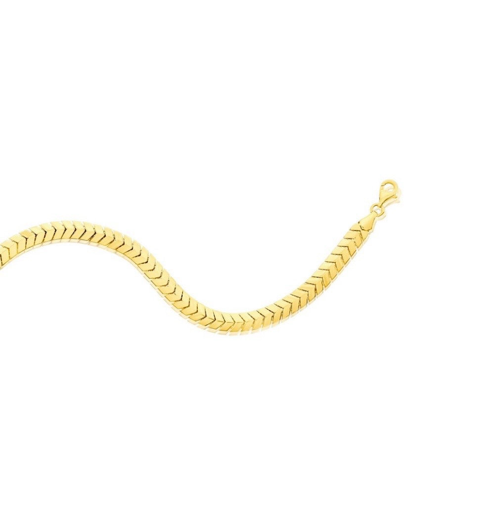 14K Yellow Real Gold 5.5mm Chevron Style Bracelet 7.5 inch
