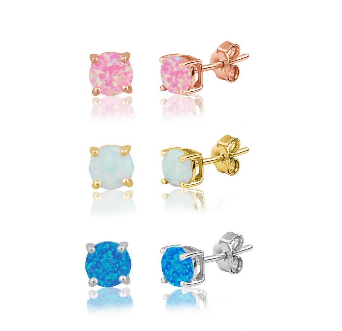 Sterling Silver 6mm Opal Studs