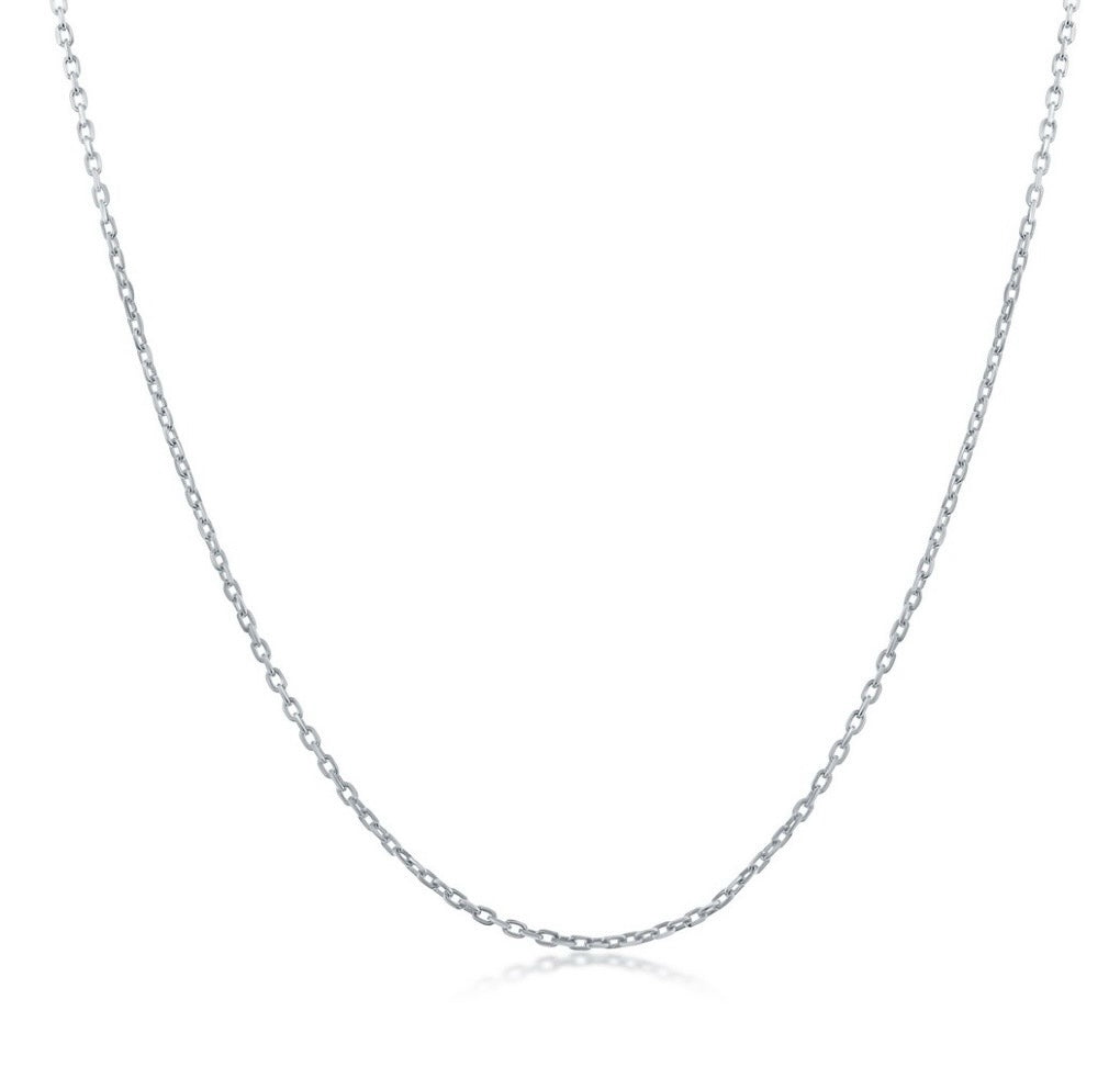Sterling Silver, 1.4mm Cable Chain - Rhodium Plated