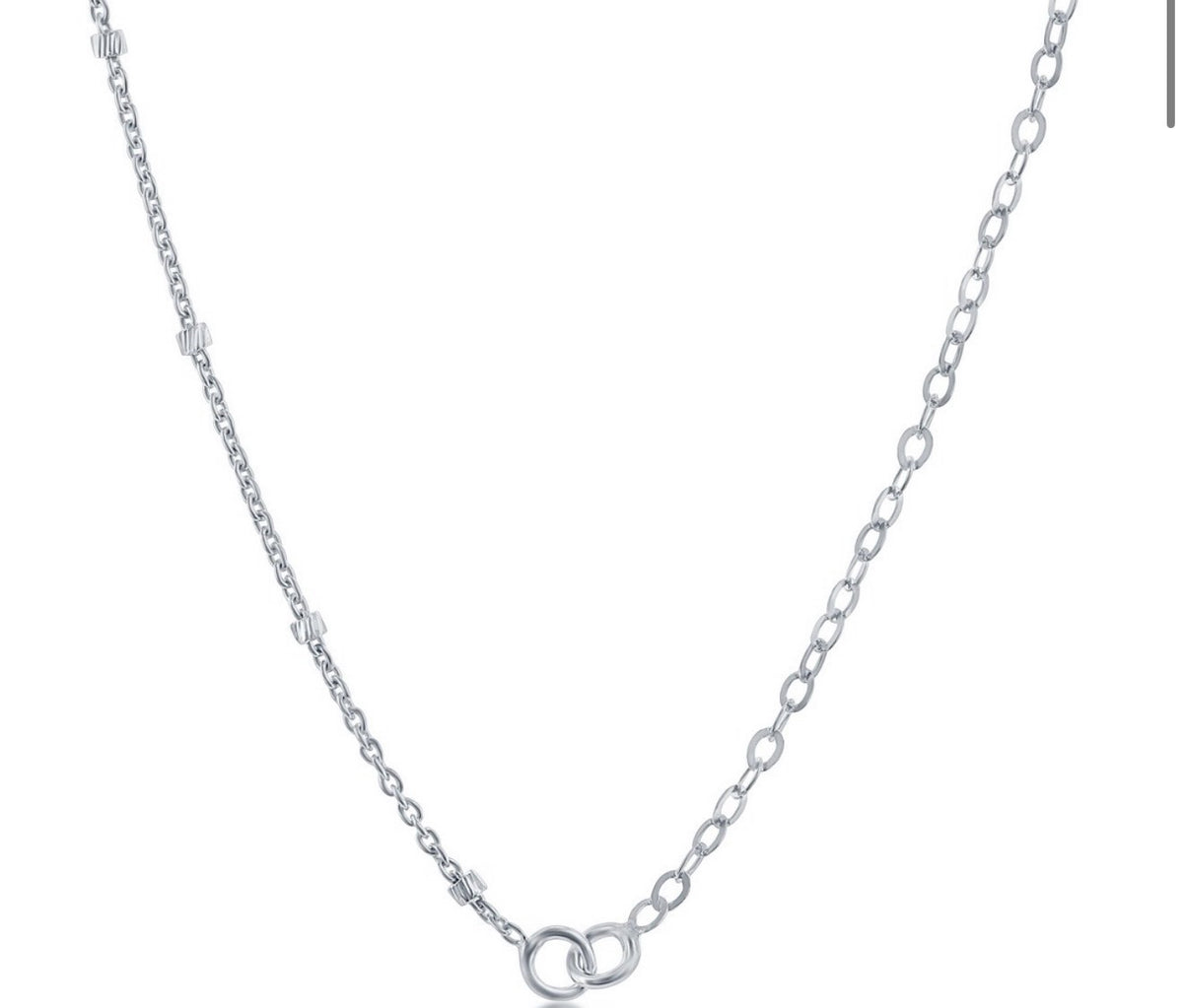 Sterling Silver Half Cable & Beads by the Yard Chain