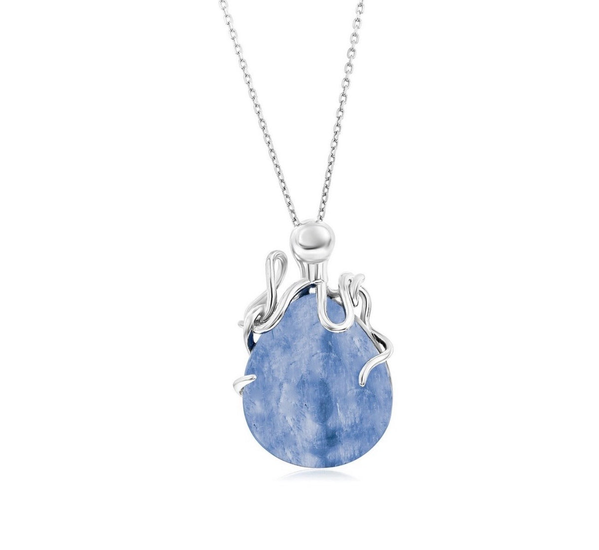 Sterling Silver, Pear-Shaped Kyanite, Octopus Pendant